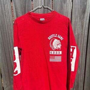 Hustle Gang G.D.O.D. Long Sleeve Graphic Tee Red Size Small
